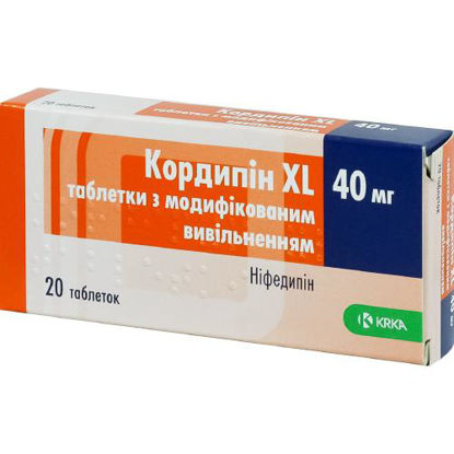Фото Кордипин XL таблетки 40 мг №20